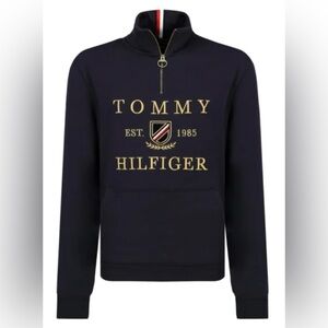 TOMMY HILFIGER Icon Logo Mock Neck Quarter Zip Sweatshirt